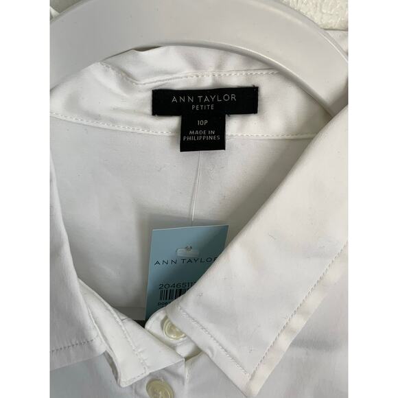 Ann Taylor Petite White Button down NWT 10P - Picture 2 of 7